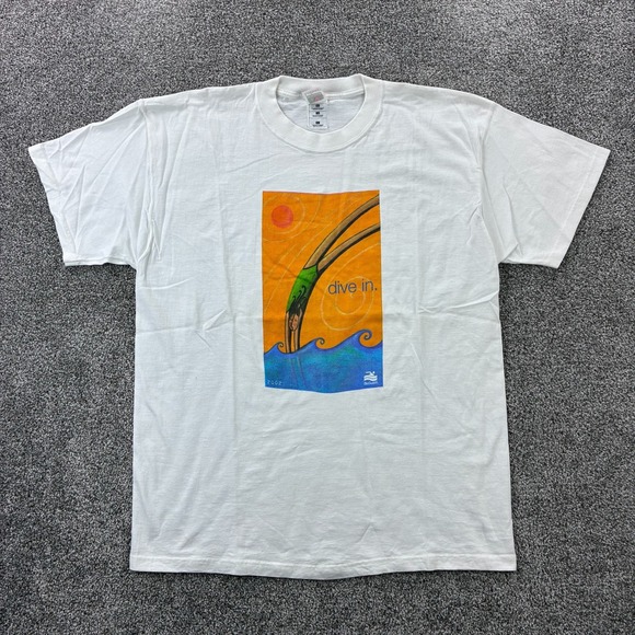Vintage BioGuard Swimming Art Shirt Mens XL White Pool Chemical Cleaner Abstract - Picture 1 of 5